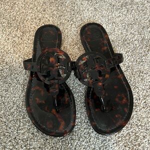 Tory Burch Miller Patent Leather Sandal in Tortoise - Size 7.5